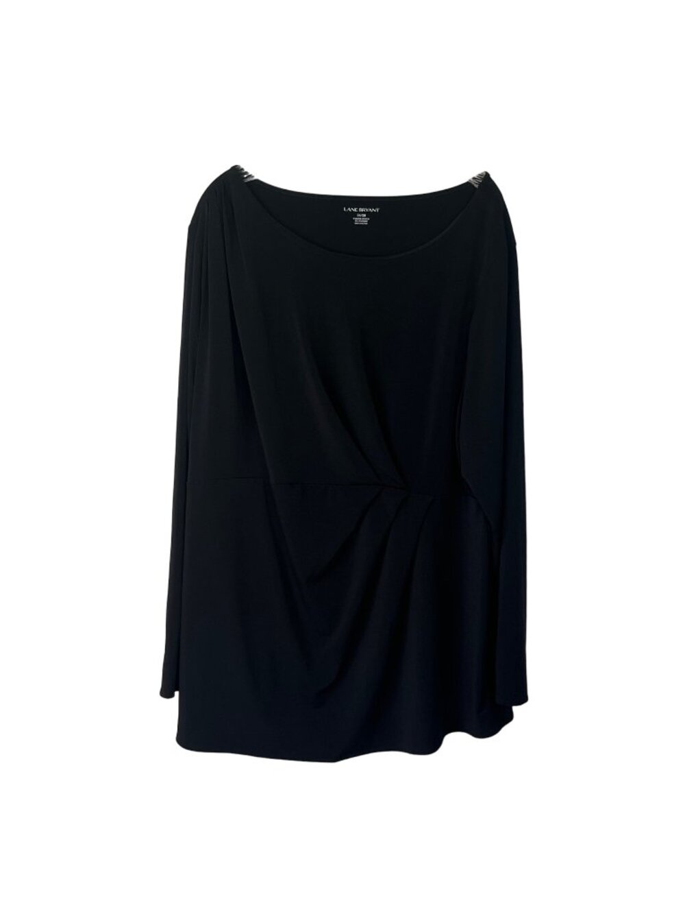 Lane Bryant Drape Top Shirt 26/28 Black New Plus Size Stretch